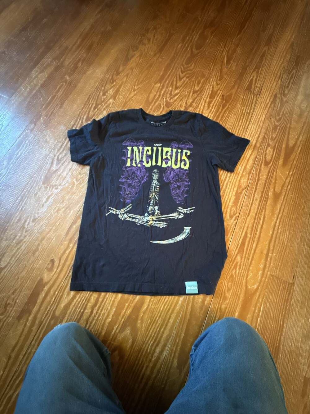 Incubus 2022 Tour T-Shirt Black Enjoy Incubus Skeleton Mushroom Graphic